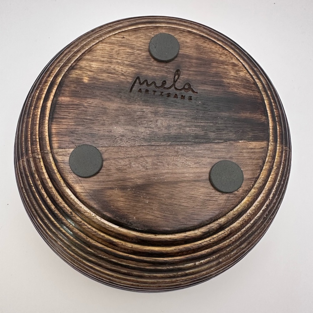 Mela Artisans Hand-Carved Wooden Bowl | Rustic Decorative Serving Bowl